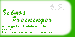 vilmos preininger business card